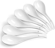 premium asian soup spoons set for authentic oriental cuisine - 6 ceramic, large 6.75 inch chinese ramen spoons - ideal for wonton, pho, dumpling, and more - dishwasher safe - set of 6 logo