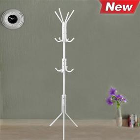 img 2 attached to 🧥 Metal Coat Rack with 12 Hooks - Standing Coat Tree for Handbags, Hats, Umbrellas, Clothes - Home Decor in White