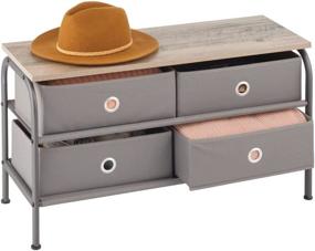 img 4 attached to 🏢 mDesign Storage Bench with 4 Drawers - Stylish Steel Frame, Convenient Wood Top, Easy Pull Fabric Bins - Versatile Organizer for Bedroom, Hallway, Entryway, Closets - Dark Gray/Gray