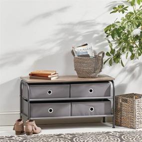 img 3 attached to 🏢 mDesign Storage Bench with 4 Drawers - Stylish Steel Frame, Convenient Wood Top, Easy Pull Fabric Bins - Versatile Organizer for Bedroom, Hallway, Entryway, Closets - Dark Gray/Gray