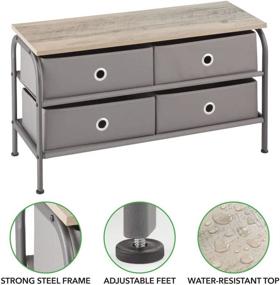 img 2 attached to 🏢 mDesign Storage Bench with 4 Drawers - Stylish Steel Frame, Convenient Wood Top, Easy Pull Fabric Bins - Versatile Organizer for Bedroom, Hallway, Entryway, Closets - Dark Gray/Gray