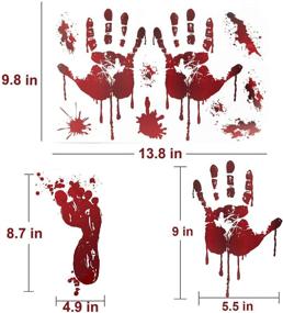 img 3 attached to 🎃 Захватывающий набор в виде наклеек на Хэллоуин «Spooktacular»: 176 шт. - наклейки на стены и пол, оконные стикеры, съемные клейкие отпечатки кровавых ладоней и ног для вечеринки - страшные украшения.