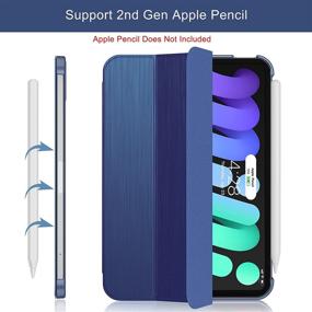 img 1 attached to 📱 Soke New iPad Mini 6 Case - Slim Trifold Stand, Apple Pencil Charging, Auto Wake/Sleep, Premium Protective PC Back Cover (Navy)