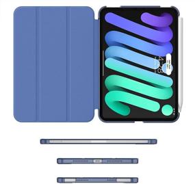 img 2 attached to 📱 Soke New iPad Mini 6 Case - Slim Trifold Stand, Apple Pencil Charging, Auto Wake/Sleep, Premium Protective PC Back Cover (Navy)