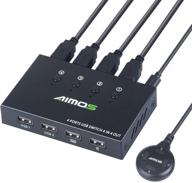 🖥️ 4-port usb switch selector: aimos usb kvm switcher for sharing 4 computers and 4 usb devices with one-button swapping - ideal for mouse, keyboard, printer, scanner (includes 4 usb cables) logo