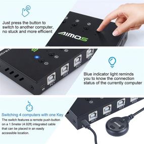 img 2 attached to 🖥️ 4-Port USB Switch Selector: AIMOS USB KVM Switcher for Sharing 4 Computers and 4 USB Devices with One-Button Swapping - Ideal for Mouse, Keyboard, Printer, Scanner (Includes 4 USB Cables)