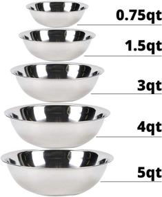 img 2 attached to Vollrath Economy Mixing Bowl Set - 5 pcs 🍲 (0.75, 1.5, 3, 4 &amp; 5-Quart) - Premium Stainless Steel Quality