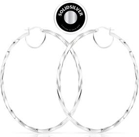 img 2 attached to 🏼 SOLIDSILVER- Sterling Silver Lightweight Click Top Twisted Hoop Earrings, High Polished, Available in Sizes 15-70mm