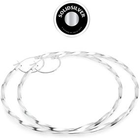 img 1 attached to 🏼 SOLIDSILVER- Sterling Silver Lightweight Click Top Twisted Hoop Earrings, High Polished, Available in Sizes 15-70mm