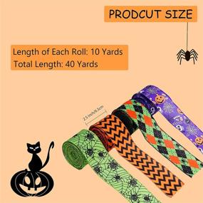 img 3 attached to 40 Yard Halloween Wired Edge Ribbons - Set of 4 Rolls, 2.5 Inch Spider Chevron Green Orange Purple Burlap Ribbon for Big Bow Wreaths, Gift Wrapping, DIY Crafts, Home & Outdoor Holiday Decor