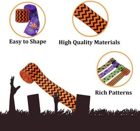 img 2 attached to 40 Yard Halloween Wired Edge Ribbons - Set of 4 Rolls, 2.5 Inch Spider Chevron Green Orange Purple Burlap Ribbon for Big Bow Wreaths, Gift Wrapping, DIY Crafts, Home & Outdoor Holiday Decor