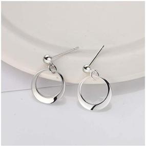 img 3 attached to 925 Sterling Silver Circle Hoop Ball Stud Earrings: Minimalist Dangle Charm Drop Studs - Stylish and Elegant Statement Earrings for Women Teen Girls BFFs