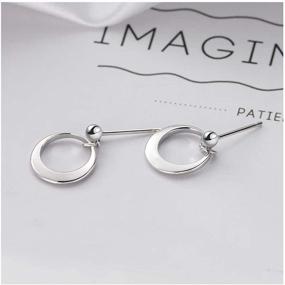 img 2 attached to 925 Sterling Silver Circle Hoop Ball Stud Earrings: Minimalist Dangle Charm Drop Studs - Stylish and Elegant Statement Earrings for Women Teen Girls BFFs