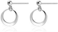 925 sterling silver circle hoop ball stud earrings: minimalist dangle charm drop studs - stylish and elegant statement earrings for women teen girls bffs logo