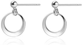 img 4 attached to 925 Sterling Silver Circle Hoop Ball Stud Earrings: Minimalist Dangle Charm Drop Studs - Stylish and Elegant Statement Earrings for Women Teen Girls BFFs