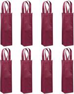 🍷 stylish and convenient single wine tote bag - sdootjewelry 24 pack non-woven wine gift bags reusable single bottle wine bag with handles - dark red logo