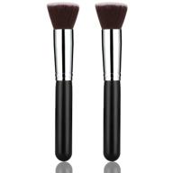 🖌️ flat top kabuki foundation brush - face base makeup brush for blending, stippling, concealer - buffing, blurring, liquid/cream/mineral/wet cosmetics - pack of 2 logo