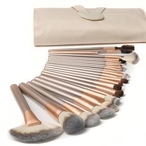 img 4 attached to 🌟 AMMIY Professional Wood Handle Makeup Brushes Set - 18 PCs Premium Synthetic Brushes for Contour, Concealers, Foundation Blending, and More with PU Leather Bag - Champagne