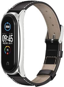 img 4 attached to 🔗 Оригинальная кожаная заменяемая ремешка для Xiaomi Mi Band 6/5/4/3 - MIJOBS Watch Wrist Band.