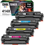 🖨️ cool toner 414x 414a 414 w2020x compatible toner cartridge set - works with hp color pro mfp m479fdw m454dw m479fdn m454dn m479 laser printer tray (black cyan magenta yellow, 4-pack) logo