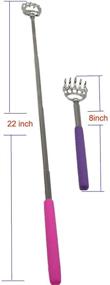 img 2 attached to 🐻 SinLoon Extendable Telescopic Scratcher Handle (2-Pack), Bear Claws Metal Back Scratchers/Hand Massagers/Backslap with Rubber Handles – Purple/Pink