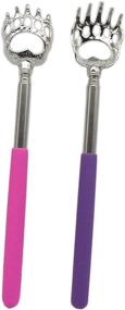 img 3 attached to 🐻 SinLoon Extendable Telescopic Scratcher Handle (2-Pack), Bear Claws Metal Back Scratchers/Hand Massagers/Backslap with Rubber Handles – Purple/Pink