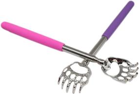 img 1 attached to 🐻 SinLoon Extendable Telescopic Scratcher Handle (2-Pack), Bear Claws Metal Back Scratchers/Hand Massagers/Backslap with Rubber Handles – Purple/Pink