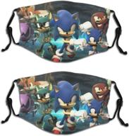 🦔 sonic the hedgehog kids reusable face cover dustproof mask for boys girls (2-pack): stylish protection for your little ones logo