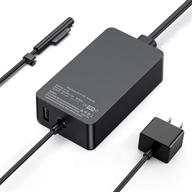 💡 65w charger for surface pro - compatible with microsoft surface pro 3/4/5/6/7/x/surface laptop /2/3 surface go & surface book - includes wall plug and power cord logo