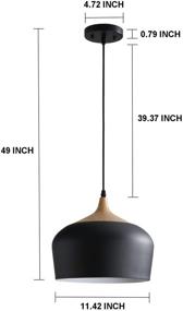 img 2 attached to 🏢 Minimalist Industrial Pendant Light Fixture: D11.4" Black Metal Lampshade with Wood Pattern Dome - Ideal for Kitchen Island, Dining Room, Living Room, Bedroom, Restaurant