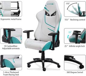 img 2 attached to 🎮 KARNOX Genie Gaming Chair - Ergonomic PC Office Chair with Lumbar Support, Headrest, and 360° Reclining - Cloth Gaming Chair for Teens in Vibrant Green