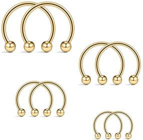 img 2 attached to 💉 Ruifan 8-12PCS 16G Surgical Steel Circular Barbell Nose Septum Horseshoe Earring Eyebrow Tongue Lip Nipple Helix Tragus Piercing Ring 6-16mm