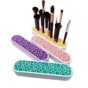 img 3 attached to Silicone Desktop Storage Box for Makeup Brushes - Organizers for Cosmetic Storage, Brush Drying Rack, Bathroom and Painting Brush Holder - Ideal for Art Supplies, Craft Tools, and Sewing Accessories (Lilac Purple)