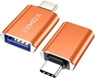 🔌 2-pack usb c to usb adapter - thunderbolt 3 to usb 3.0 otg adapter for macbook pro, chromebook, pixelbook, microsoft surface go, galaxy s8 s9 s10 plus, note 8 9, pixel 2 3 (orange) logo