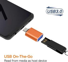 img 2 attached to 🔌 2-Pack USB C to USB Adapter - Thunderbolt 3 to USB 3.0 OTG Adapter for MacBook Pro, Chromebook, Pixelbook, Microsoft Surface Go, Galaxy S8 S9 S10 Plus, Note 8 9, Pixel 2 3 (Orange)