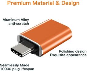 img 3 attached to 🔌 Две штуки адаптеров USB C к USB - адаптер Thunderbolt 3 к USB 3.0 OTG для MacBook Pro, Chromebook, Pixelbook, Microsoft Surface Go, Galaxy S8 S9 S10 Plus, Note 8 9, Pixel 2 3 (Оранжевый)