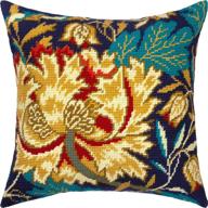 🌷 tulip by william morris: premium needlepoint kit for a stunning 16×16 inch throw pillow with printed tapestry canvas logo