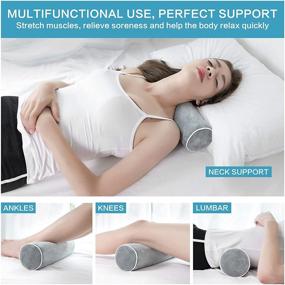 img 1 attached to 🌛 Cylinder Pillows: Optimal Neck and Shoulder Pain Relief, Cervical and Lumbar Traction. Ergonomic Design for Neck Physical Therapy, Supporting Spine Health. Measurements: 4x17 inches (Gray)
