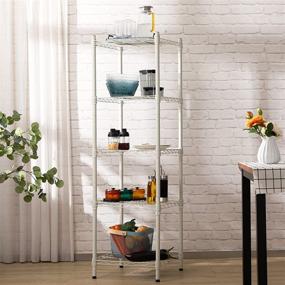 img 3 attached to 🗄️ Organize Your Space with MATICO 5 Tier Adjustable Metal Shelving Rack: A Heavy Duty, White Steel Standing Wire Unit for Kitchen or Bathroom