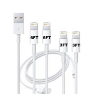 📱 набор зарядки для iphone высокой скорости - 4pack 3/3/6/6футовые usb-кабели для зарядки iphone 11 pro max xs xr x 8 7 6s 6 plus se 5s - включен быстрый кабель для передачи данных логотип