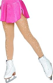 img 1 attached to 🔸 Chloe Noel Figure Skating Light Tan Footed Tights TF8830 with 2 Crystals - Child XL/Adult XS (12-14)