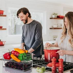 img 3 attached to 🥦 8-Piece Set of Stackable Clear Plastic Refrigerator Organizer Bins - 4 Large and 4 Medium Food Storage Bins with Handles for Pantry, Freezer, Fridge, Cabinet, Kitchen Countertops - BPA Free