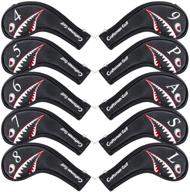 10pcs/set shark golf club iron head covers with numbered sides - zipper closure for right & left handed golfers logo