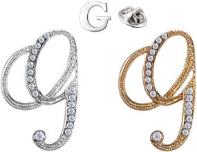 img 4 attached to 🔤 English Letters Plated Metal Crystal Lapel Pin Brooches Collar Set - XGALA 3 Pieces A to Z 26