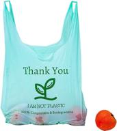 🌿 eco-friendly t-shirt grocery bags: 100% biodegradable thank you shopping bags bulk (11.5x6.5x21) - 500 count logo