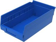📦 blue plastic nesting shelf bin box 12x6.5x4 (12-pack) by akro-mils 30130: efficient storage solution logo