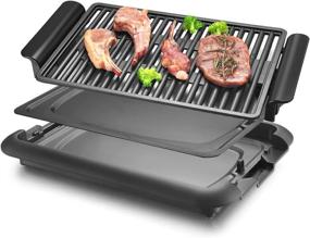 img 4 attached to 🔥 Black Smokeless Indoor Grill by AEWHALE - Electric Nonstick BBQ Grill with Oil Drip Pan, 18x13 Tabletop Grill Square Griddle - Fast Heating, Dishwasher Safe