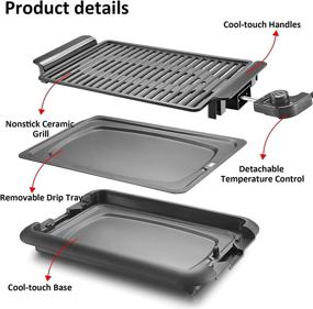 img 1 attached to 🔥 Black Smokeless Indoor Grill by AEWHALE - Electric Nonstick BBQ Grill with Oil Drip Pan, 18x13 Tabletop Grill Square Griddle - Fast Heating, Dishwasher Safe