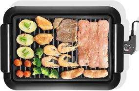 img 3 attached to 🔥 Black Smokeless Indoor Grill by AEWHALE - Electric Nonstick BBQ Grill with Oil Drip Pan, 18x13 Tabletop Grill Square Griddle - Fast Heating, Dishwasher Safe