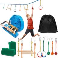 🧗 sonyabecca ninja obstacle course kit - 7 hanging swing obstacles for warrior training - includes 40ft slackline, 2 gymnastic rings, 3 monkey fists, 2 monkey bar holds, and tree protector логотип